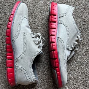Cole Haan Men's ZeroGrand Wingtip Canvas - Men’s 10.5 - Grey & Red - RARE